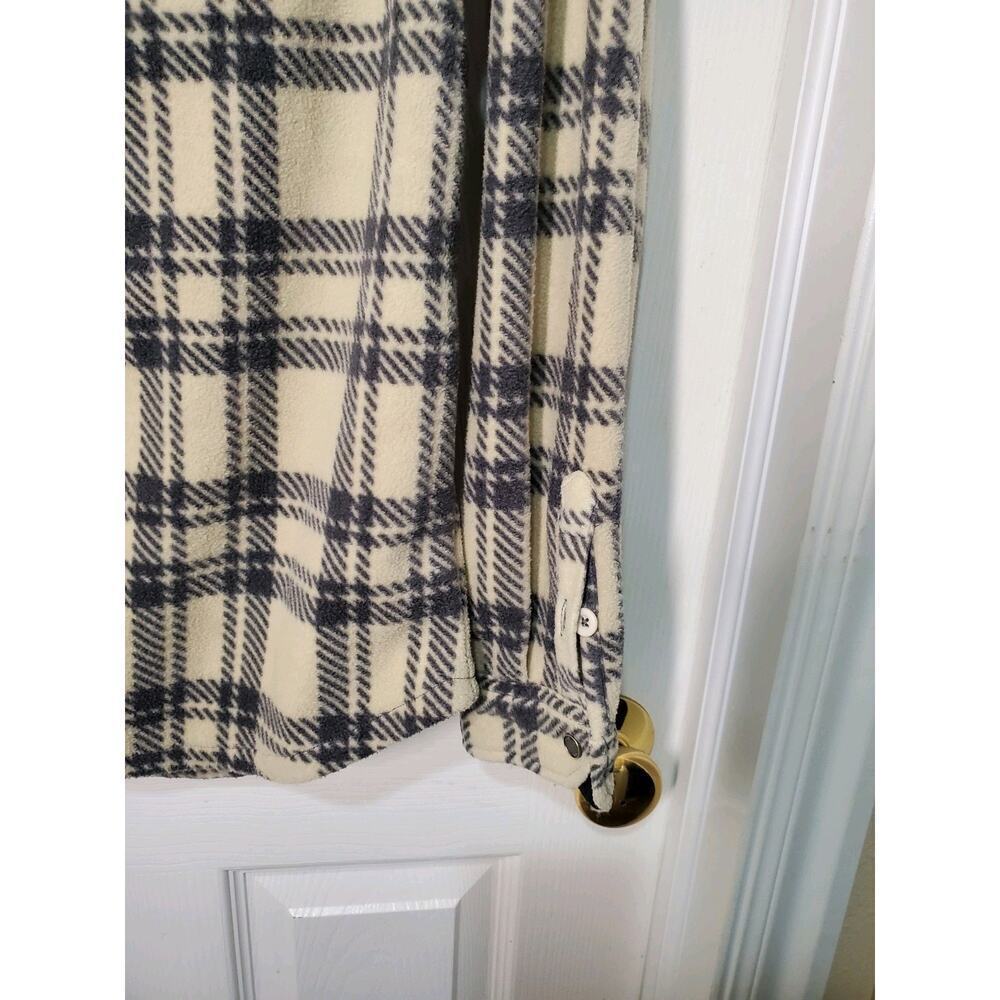 O’Neill Men’s Plaid Fleece Shacket Size L/XL Snap Front Black White Checkered - Picture 10 of 11